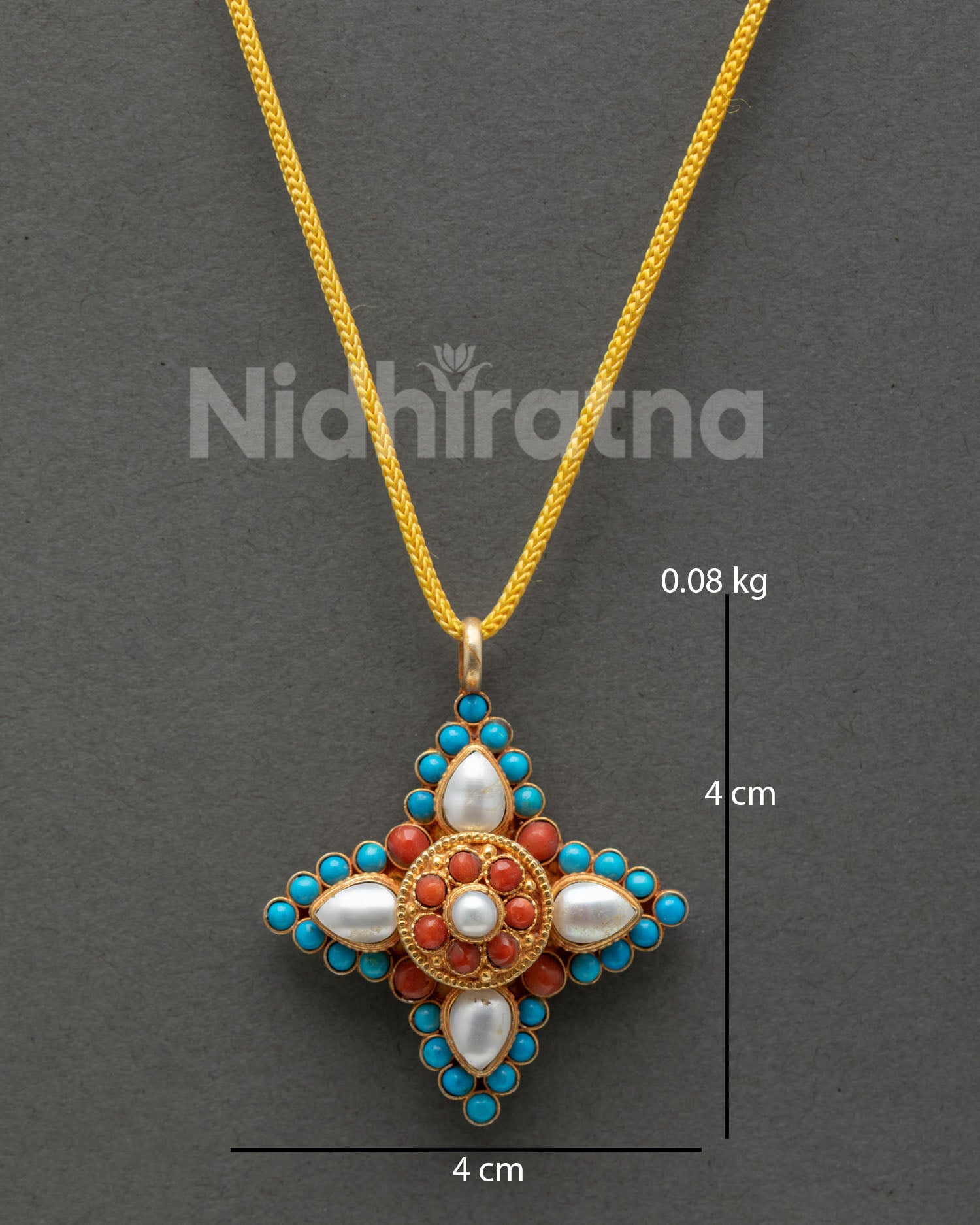 Star shaped Tibetan locket with gold plated details and gemstones