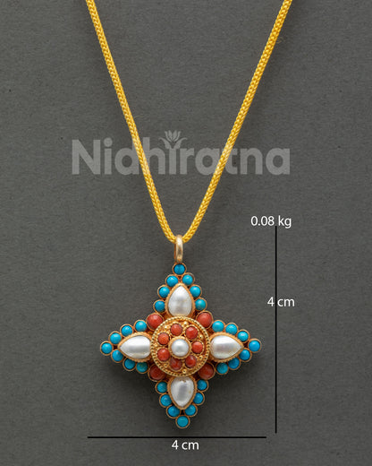Star shaped Tibetan locket with gold plated details and gemstones