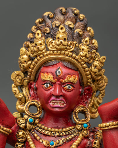 Sukhasiddhi Statue face close up wrathful expression Newari craftsmanship.