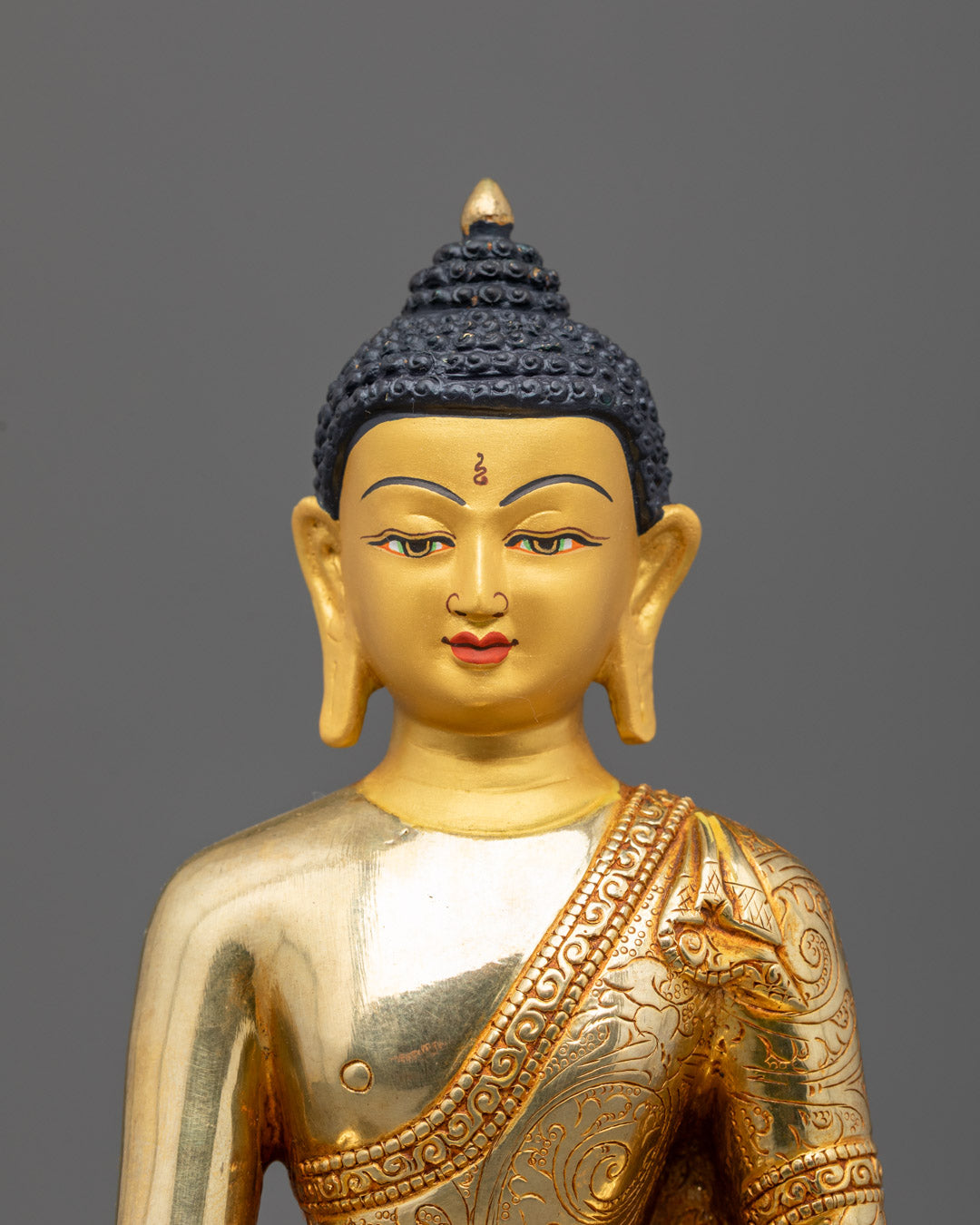 the patra alms bowl on Authentic Gautam Buddha Statue symbolizing renunciation and humility, ideal for spiritual practice.