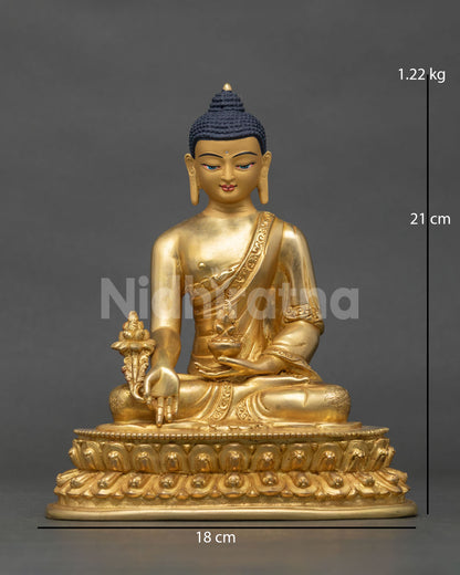 Three Buddha Set face side close-up, hand-painted gold expression detail