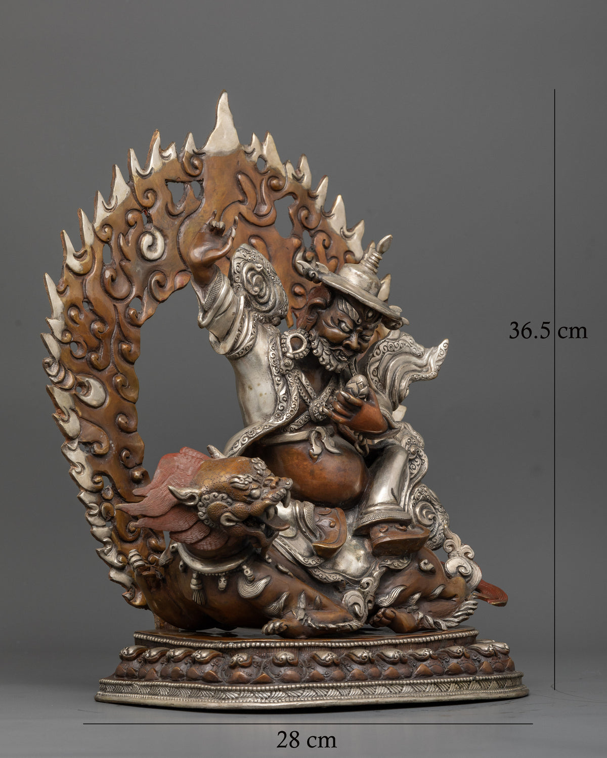 Tibetan Buddhist Dorje Legpa statue with fierce expression and intricate ornaments