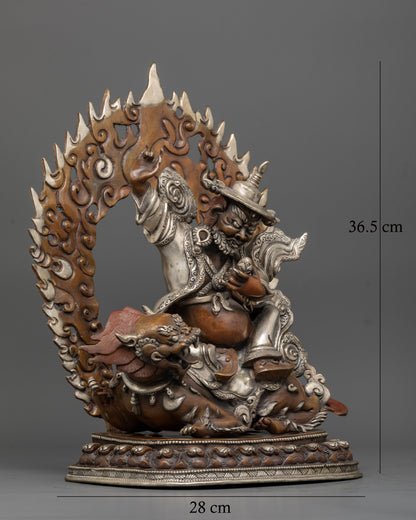Tibetan Buddhist Dorje Legpa statue with fierce expression and intricate ornaments