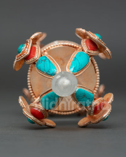 Tibetan Vajra Dorje with Coral and Turquoise Stone Details
