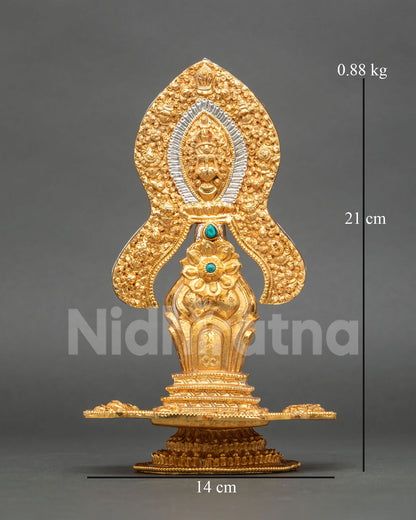 Torma Buddhist ritual offering handcrafted by Newari artisans from Nepal with a gold-plated copper finish