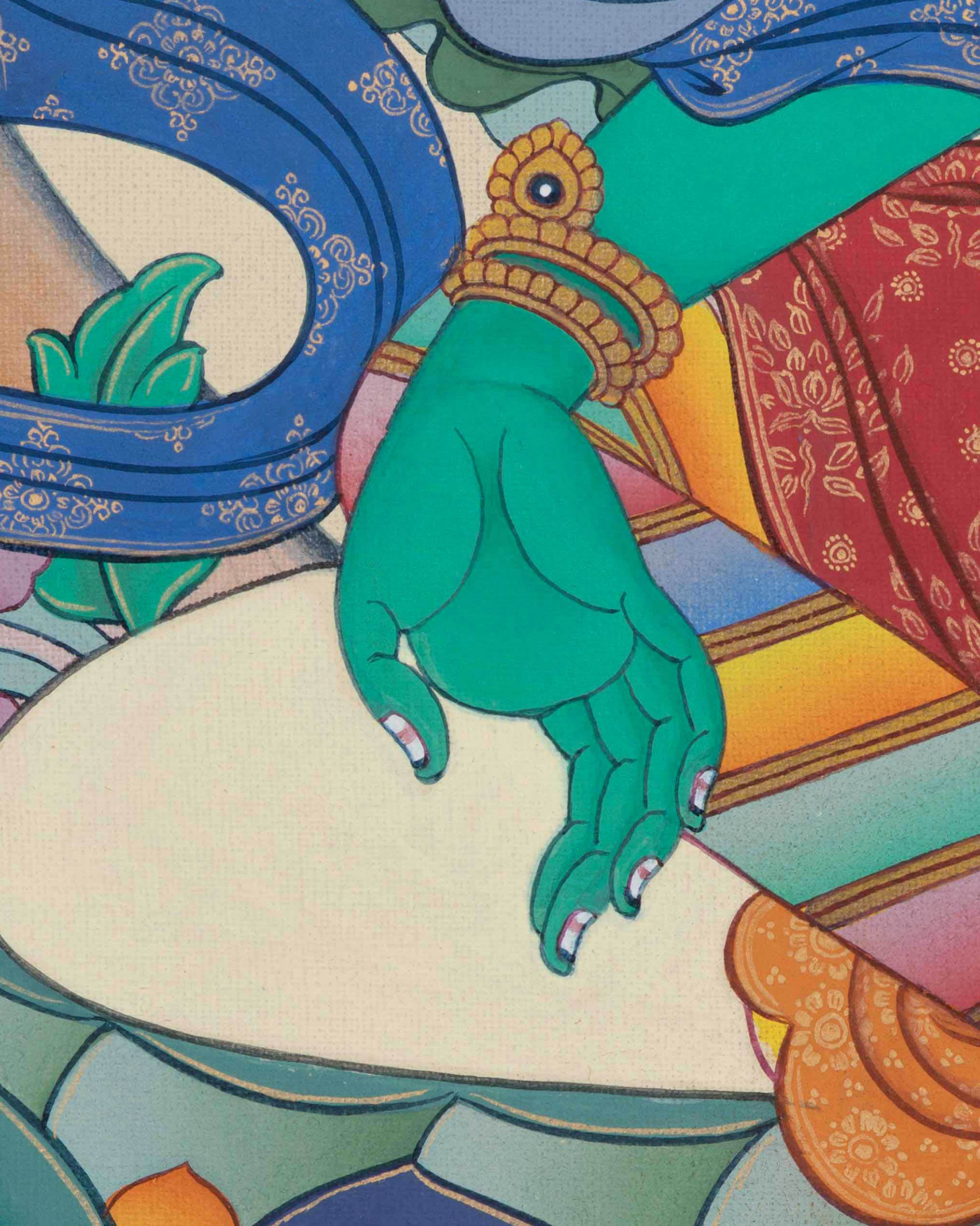 Compassionate Goddess Green Tara Thangka Print | Buddhist Wall Art