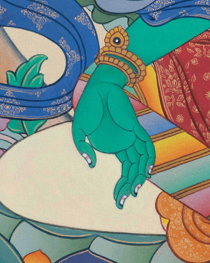 Compassionate Goddess Green Tara Thangka Print | Buddhist Wall Art