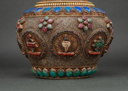 Traditional Buddhist offering rice pot handcrafted by Newari artisans in Patan