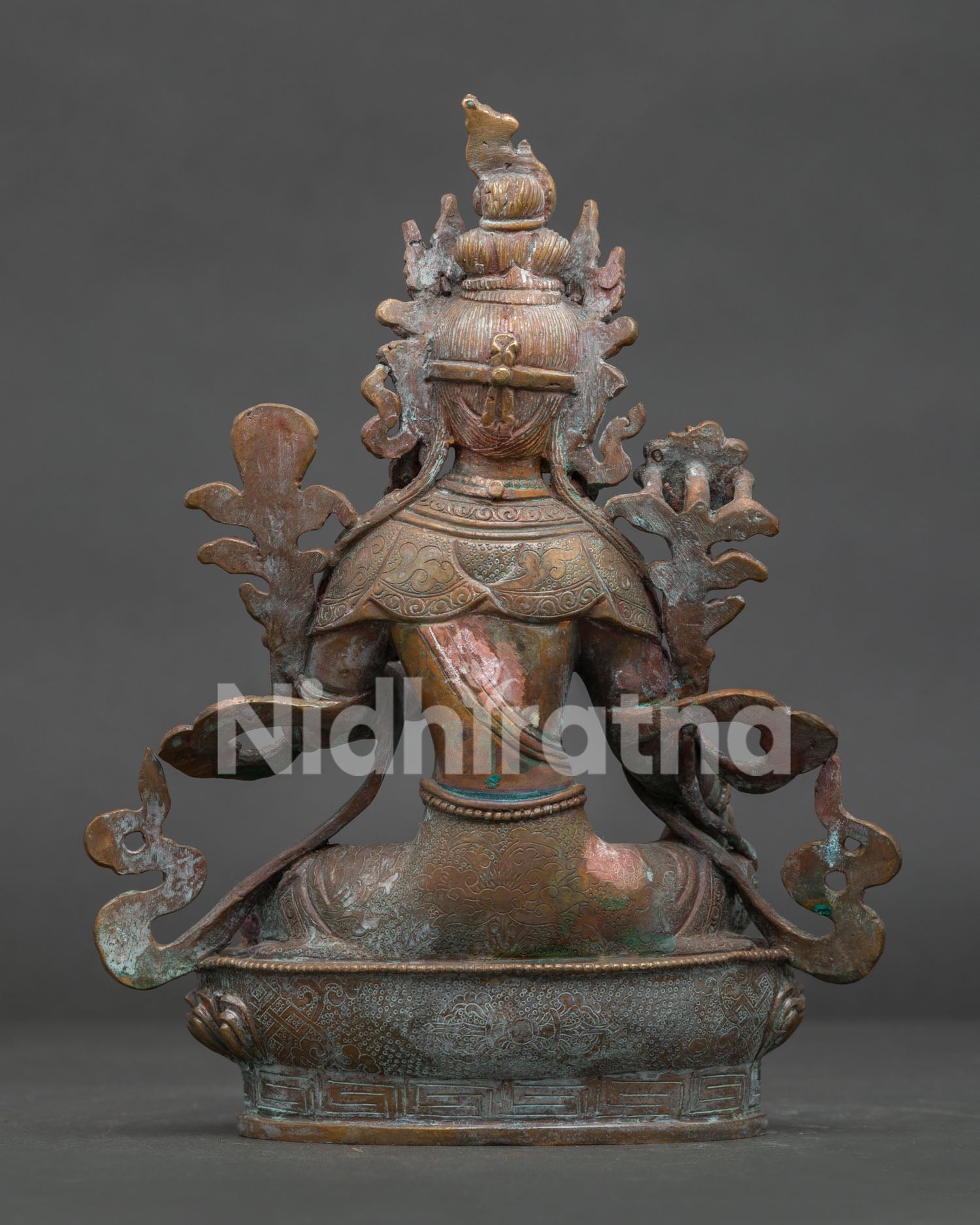 Traditional Green Tara statue handcrafted by Newari artisans for Buddhist sacred spaces.