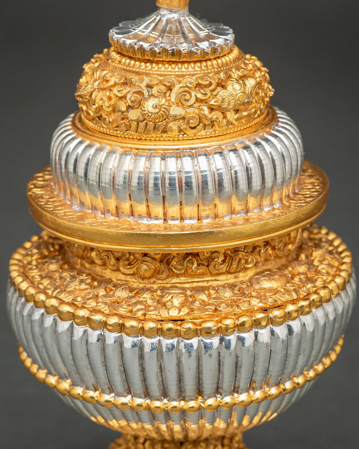 Traditional Himalayan Buddhist rice pot for temple altars, home shrines, and daily devotional practices
