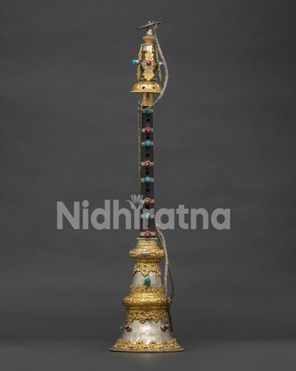 Traditional Himalayan Gyaling Set Featuring Intricate Nepalese Metalwork and Ornate Details