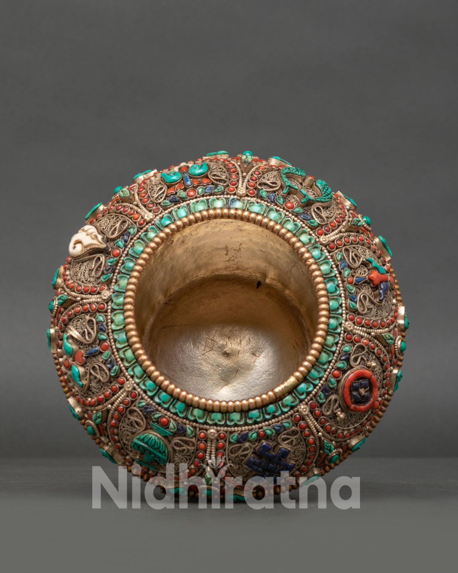 Traditional Himalayan rice pot for altar and ceremonial offerings