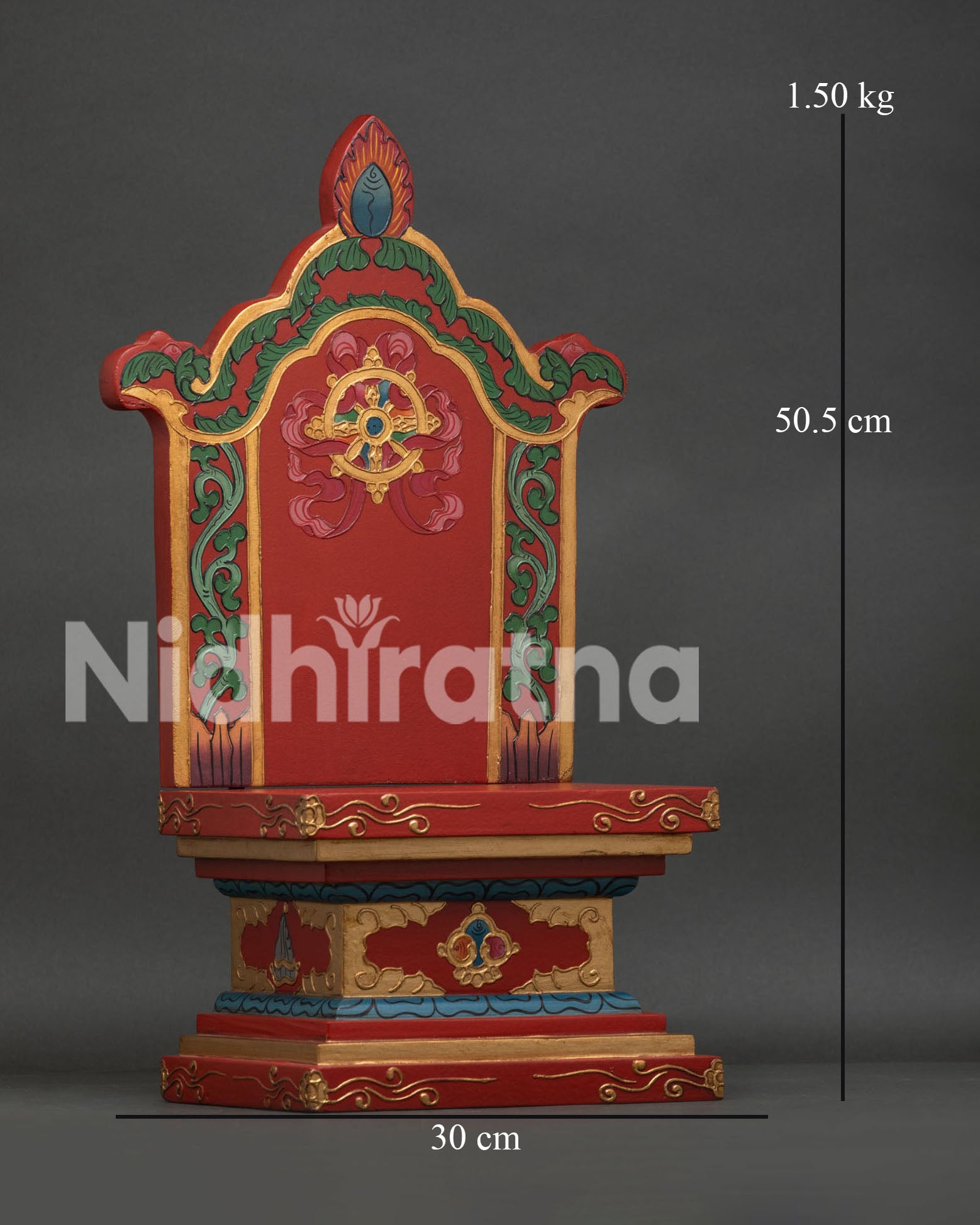 Traditional Himalayan wooden statue throne for Buddhist altar display