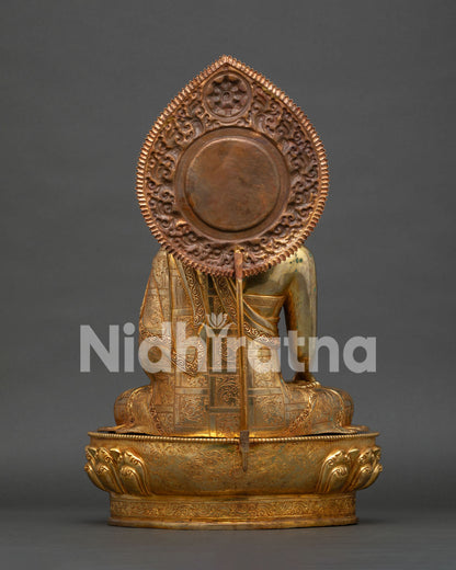 Traditional Lost Wax Shakyamuni Buddha Statue for Buddhist Altar and Meditation