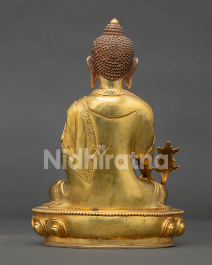 Traditional Medicine Buddha Statue by Newari artisans from Patan Nepal.