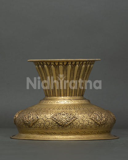 Traditional Nepalese brass offering bowl for Buddhist altar and devotional space