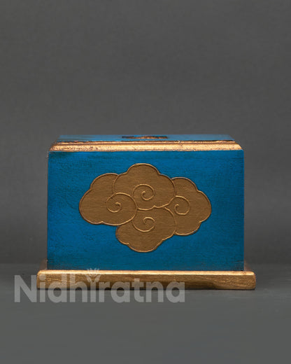 Traditional Nepalese handcrafted wooden tissue box with acrylic details