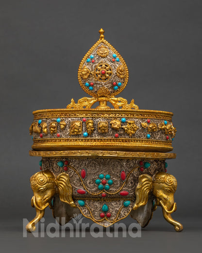 Traditional Newari Mandala Offering Set for Buddhist altar, ceremonial offerings and meditation