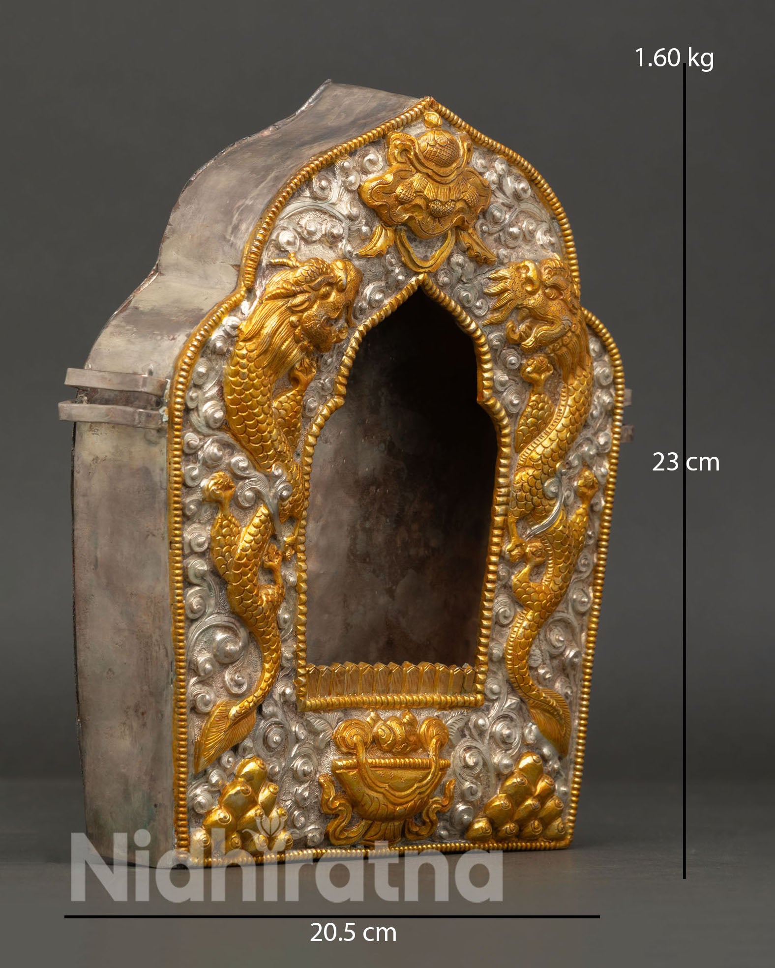 Traditional Tibetan Ghau Box designed to hold miniature Buddhist statues and sacred idols