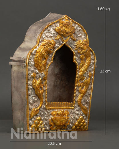 Traditional Tibetan Ghau Box designed to hold miniature Buddhist statues and sacred idols