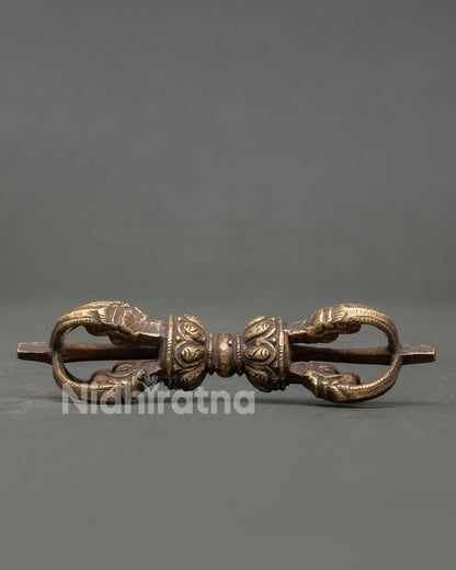 Traditional Tibetan Vajra with Intricate Bronze Engravings for Ritual Practice