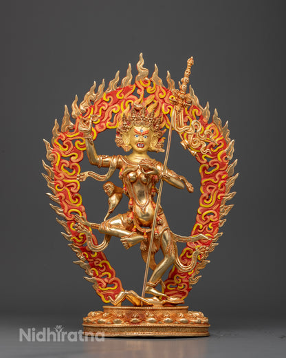 Troma Nagmo statue with 24K gold fire gilding and gold-painted face