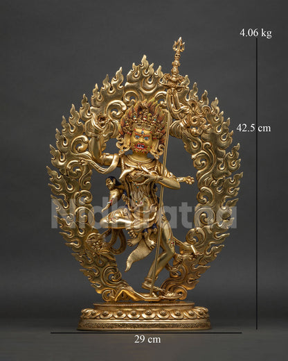 Troma Nagmo statue, Black Wrathful Mother, 24K gold fire-gilded, handcrafted in Nepal