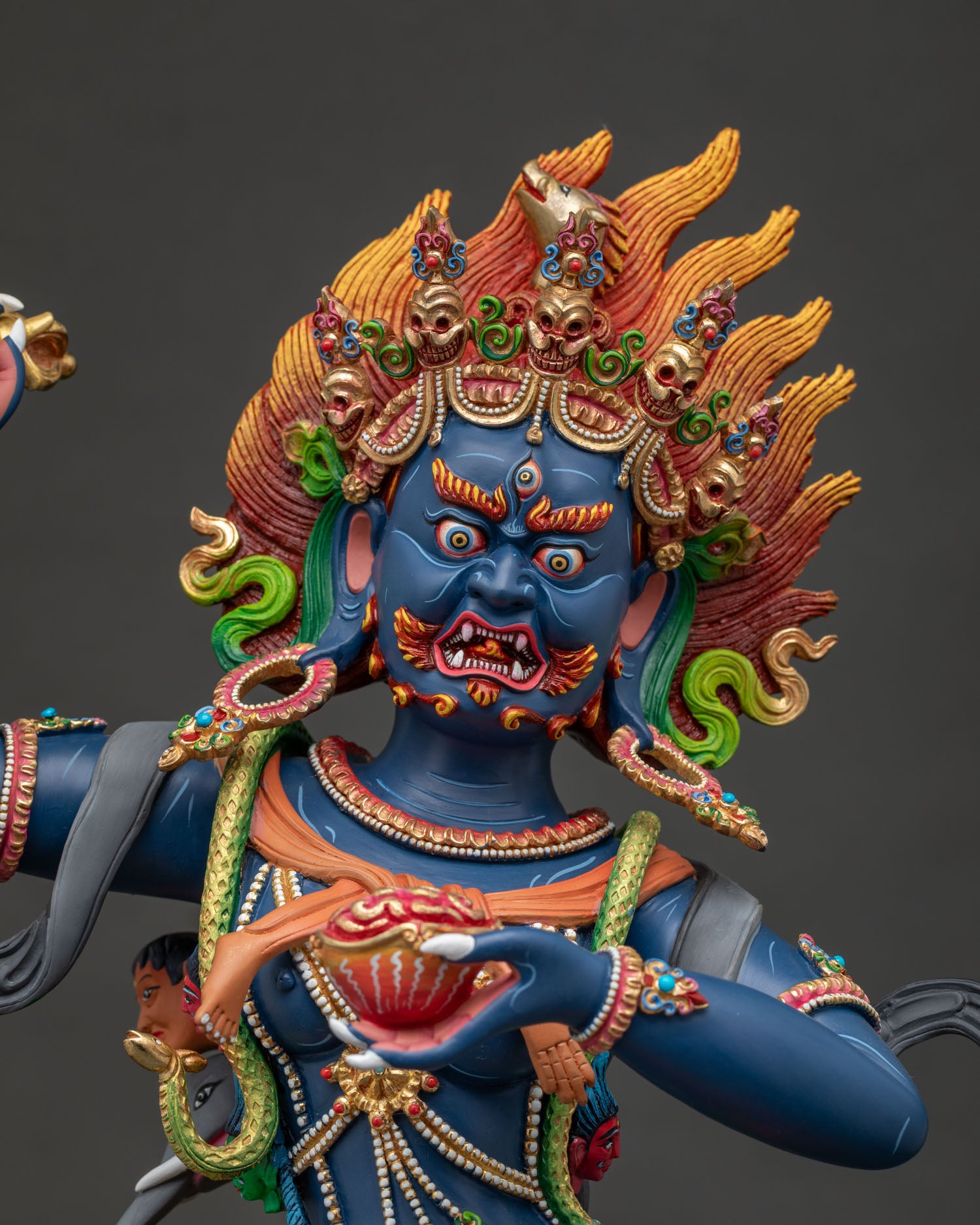 Troma Nagmo statue regular close up 24K gold gilded Nepali art