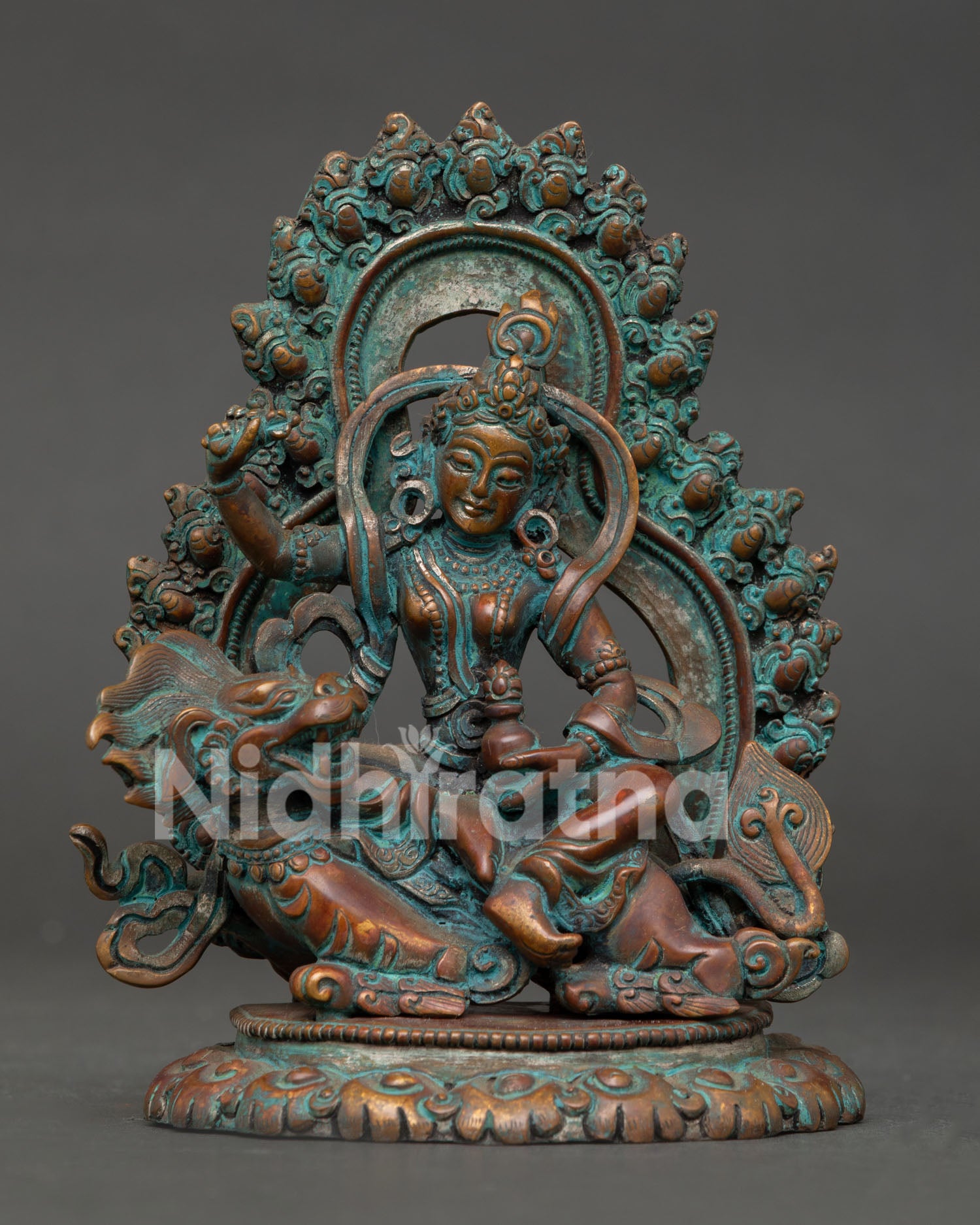 tseringma statue handmade in nepal with antique copper finish for buddhist altar