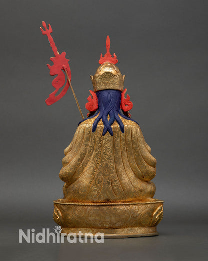 Tsokye Dorje back view detailed carvings lotus base Nepal handmade Buddhist statue spiritual protection transformation decor