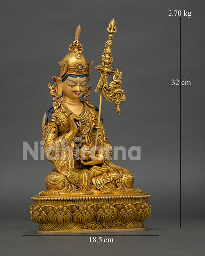 Tsokye Dorje Buddhist statue, holding a vajra and skull cup, crafted using the lost wax casting method