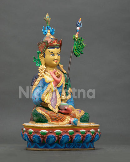 Tsokye Dorje Buddhist statue holding a vajra at his heart and a skull cup containing the vase of immortality.