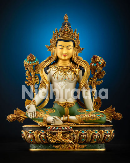Two-Armed Chenrezig Statue full front view, Handcrafted Nepal Buddhist Art