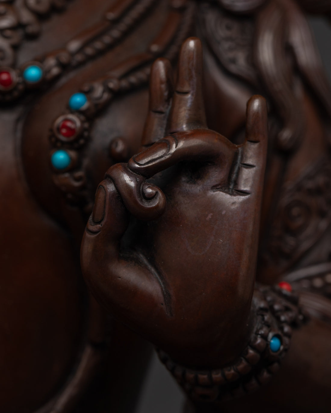 Hand-Painted Oxidized Green Tara Statue