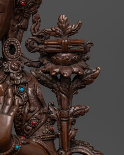 Elegant Oxidized Manjushri Statue: A piece of Buddhist Art
