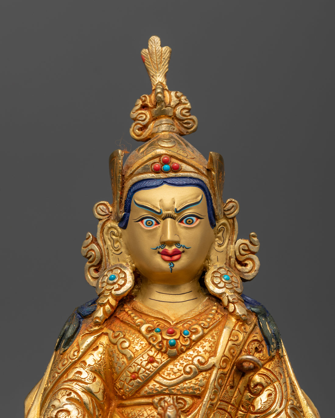 Gold-Gilded Guru Rinpoche Statue