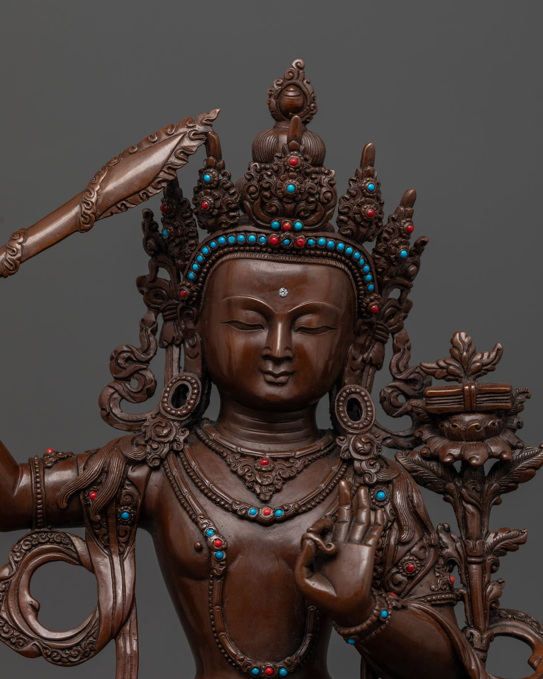 Elegant Oxidized Manjushri Statue: A piece of Buddhist Art