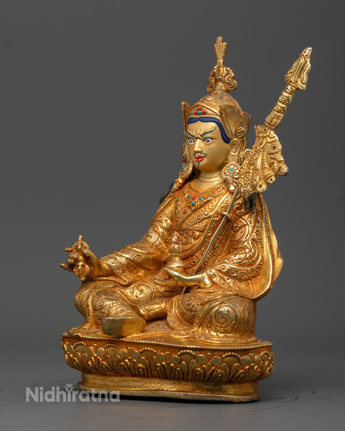 Gold-Gilded Guru Rinpoche Statue