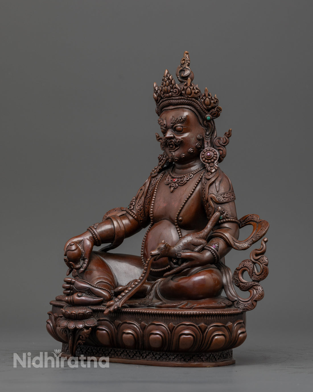 Oxidized Dzambhala Statue: Radiating Fortune and Prosperity