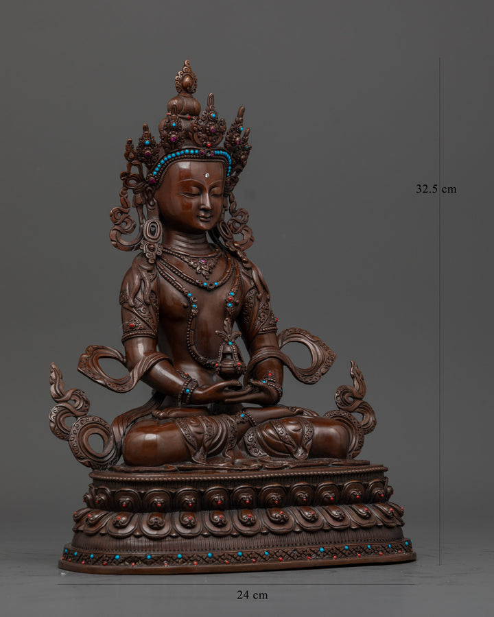 Oxidized Amitayus Statue: Buddha of Infinite Life