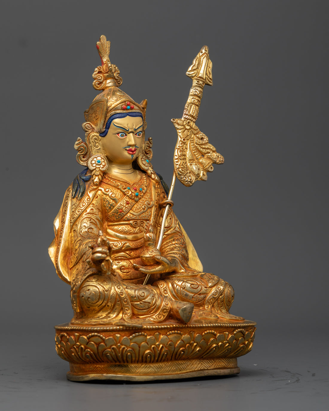 Gold-Gilded Guru Rinpoche Statue