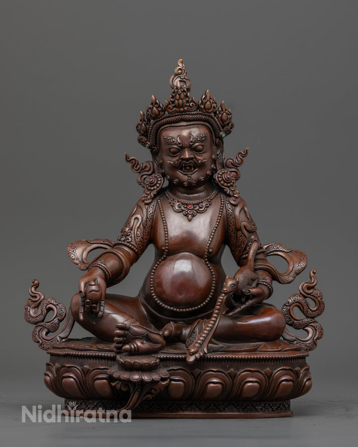 Oxidized Dzambhala Statue: Radiating Fortune and Prosperity