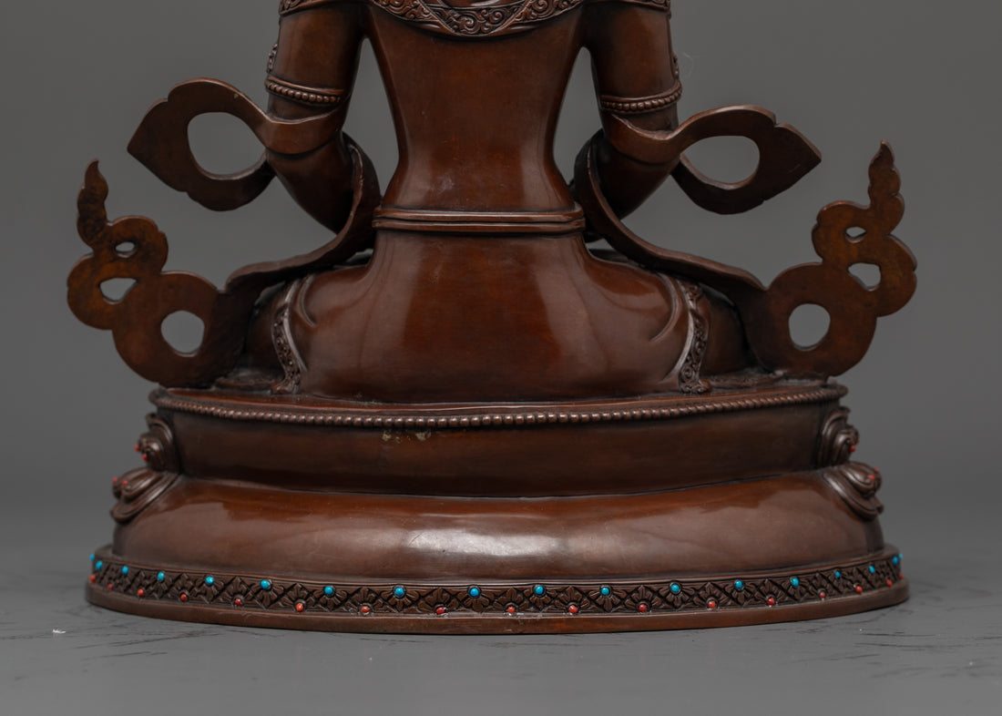 Oxidized Amitayus Statue: Buddha of Infinite Life