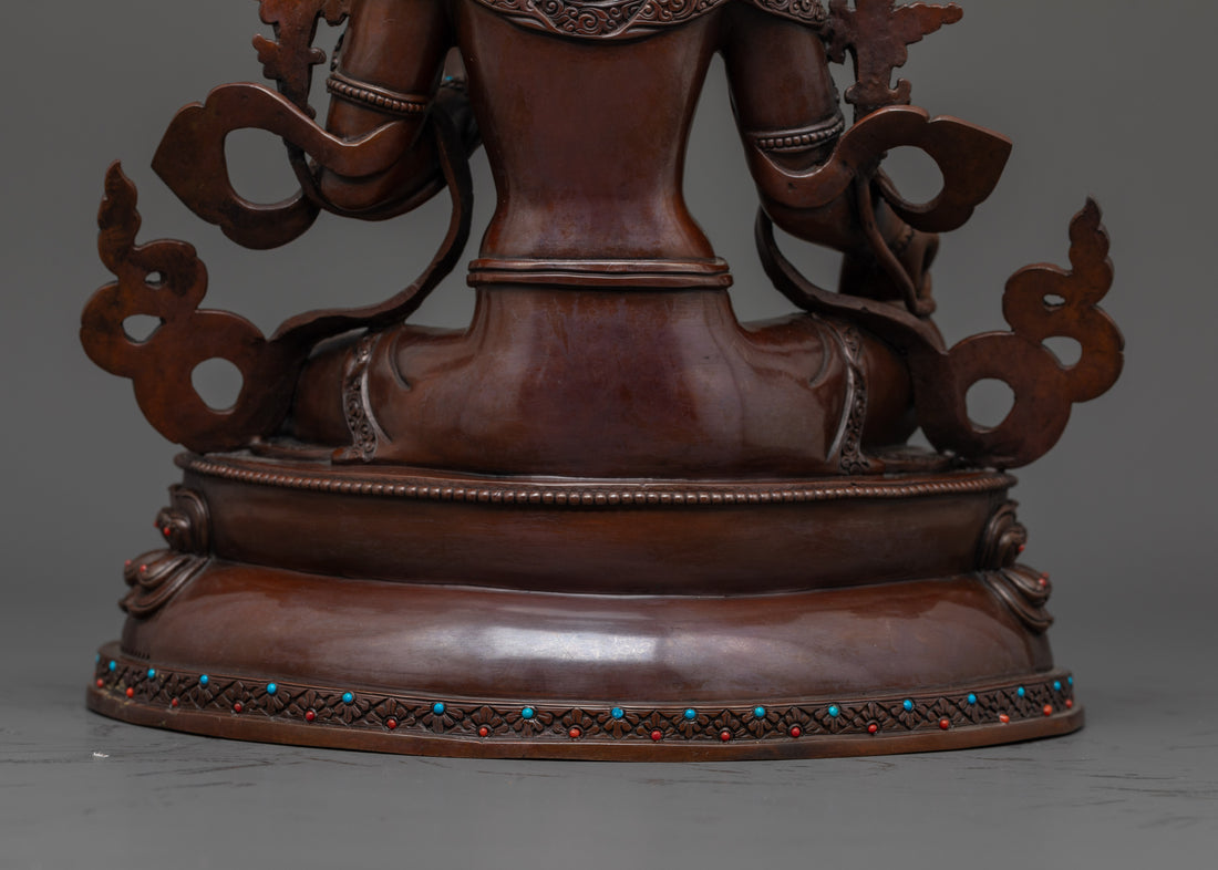 Hand-Painted Oxidized Green Tara Statue