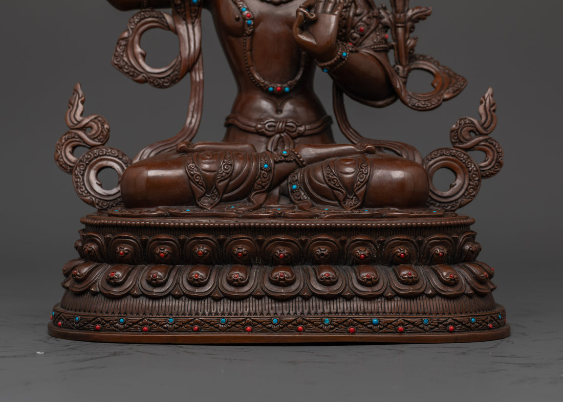 Elegant Oxidized Manjushri Statue: A piece of Buddhist Art