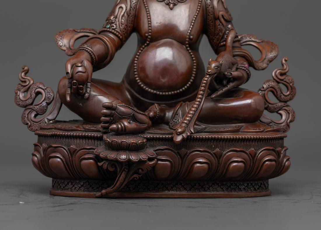 Oxidized Dzambhala Statue: Radiating Fortune and Prosperity