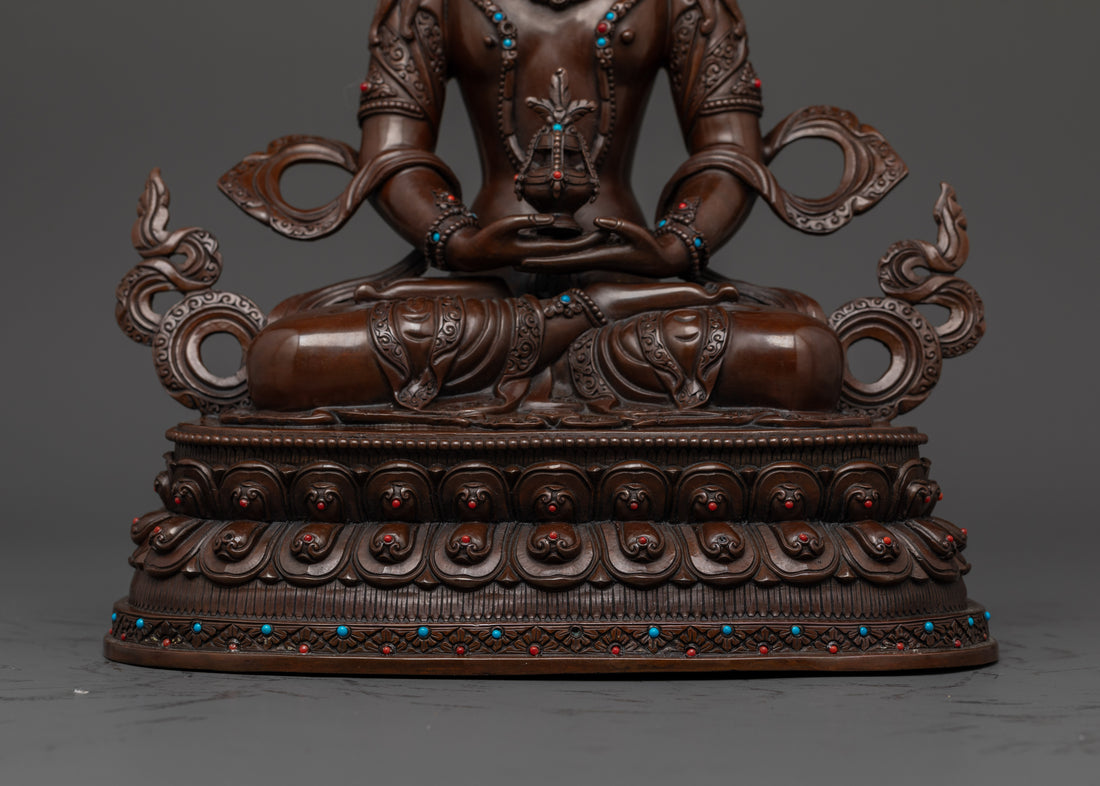 Oxidized Amitayus Statue: Buddha of Infinite Life