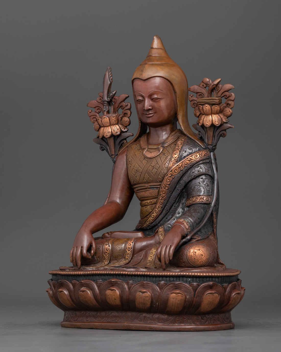 Longchenpa | Longchen Rabjam Oxidized Copper Statue