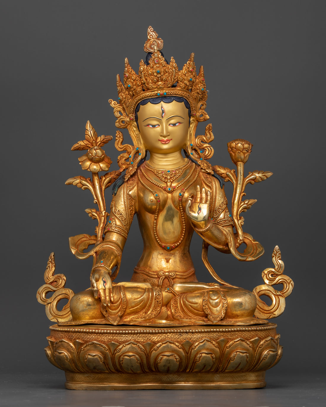 Buddhist White Tara: Handcrafted Tibetan Buddhist Sculpture