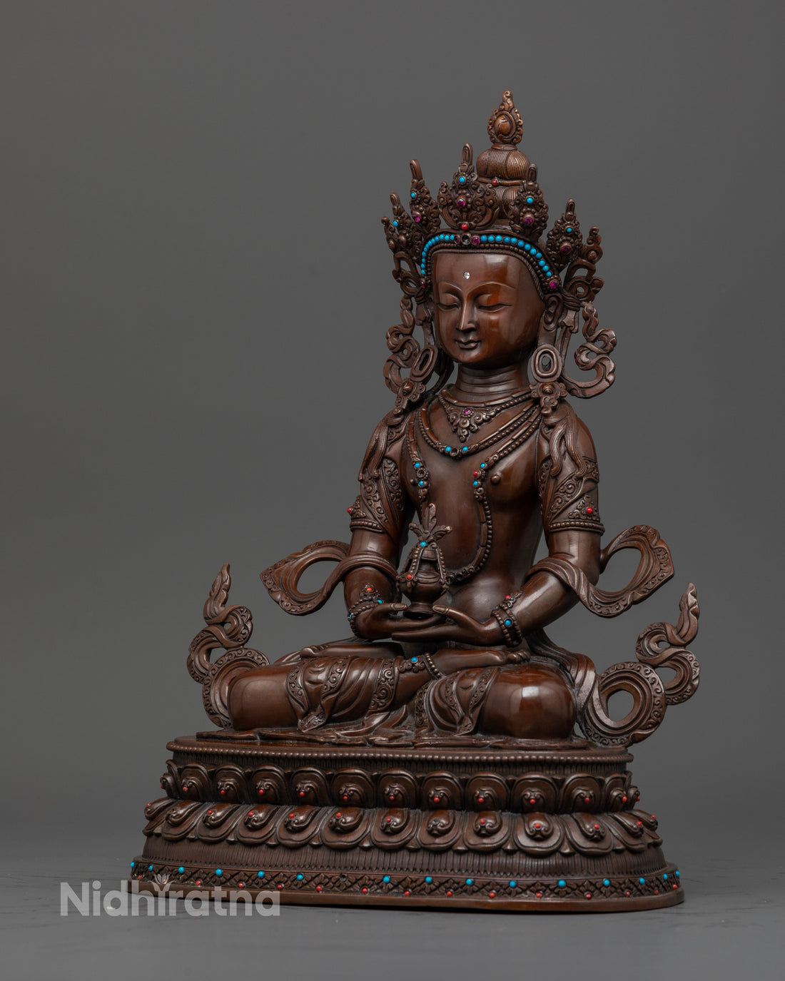 Oxidized Amitayus Statue: Buddha of Infinite Life